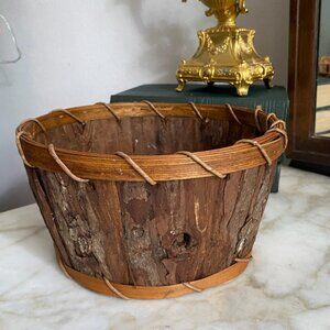 Vintage Rustic Handmade Tree Bark Basket